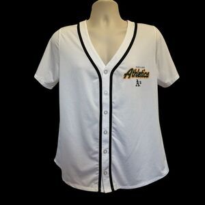 Oakland Athletics A’s Button Front Jersey White Men’s Sz L
